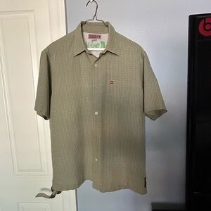 Quiksilver Green Checkered Button-Down Shirt